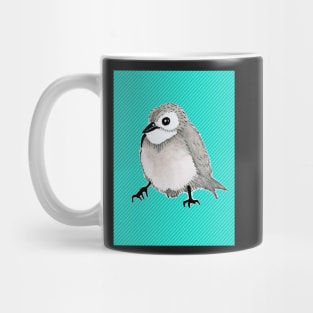 Cute Bird - Aqua & Green Striped Background Mug